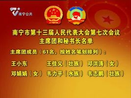南宁市第十三届人民代表大会第七次会议主席团和秘书长名单