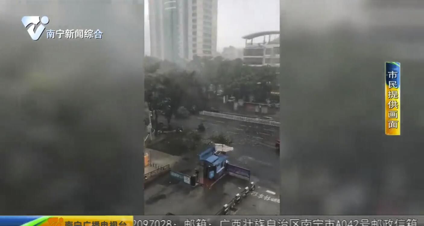 狂风大雨突袭南宁 市内多路段树木倒伏 狂风大雨突袭南宁 市内多路段树木倒伏