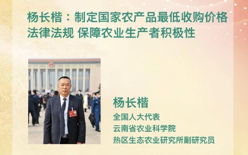 人大代表杨长楷：制定农产品最低收购价格法律法规 保障农业生产者积极性