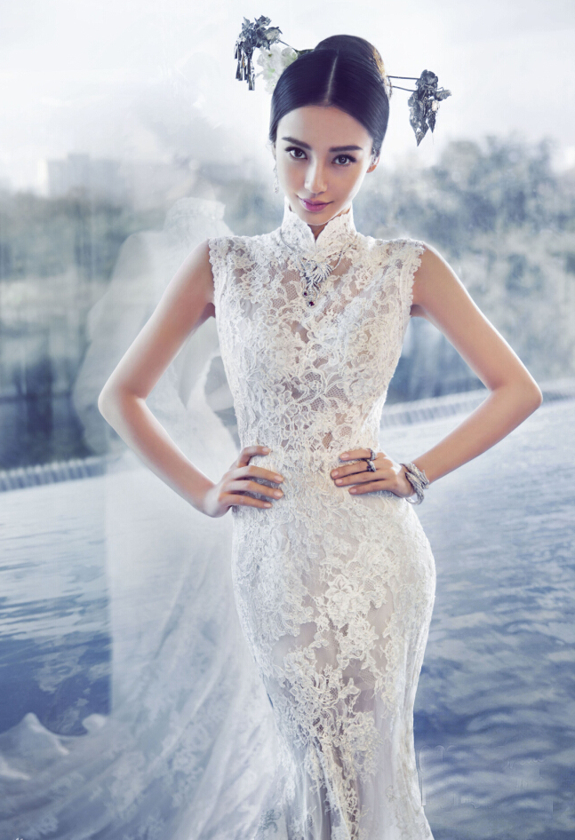 网曝angelababy古装婚纱大片 高贵性感