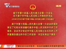 南宁市第十四届人民代表大会第一次会议关于南宁市中级人民法院工作报告的决议