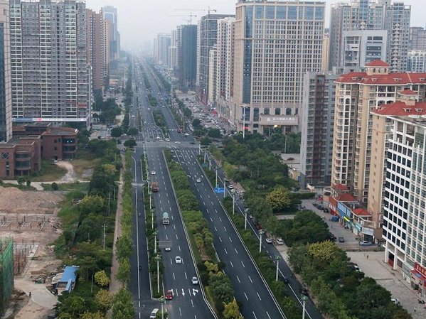 防城港市对金花茶大道由“白改黑”全面提升改造