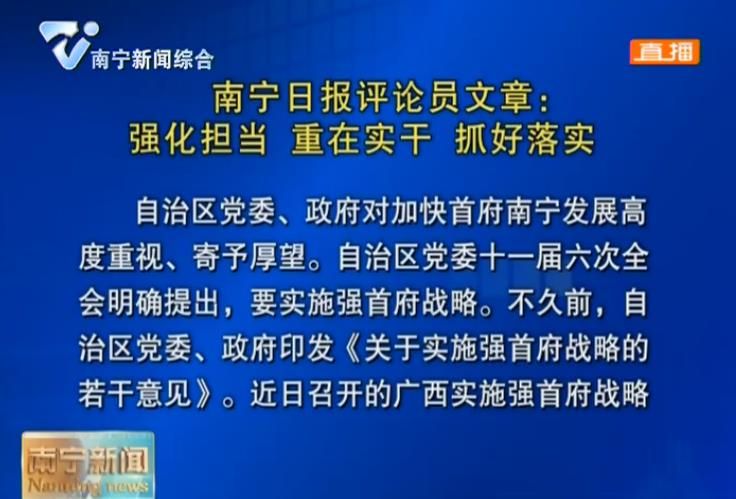南宁日报评论员文章：强化担当 重在实干 抓好落实