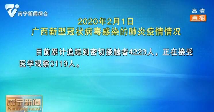 2020年2月1日广西新型冠状病毒感染的肺炎疫情情况