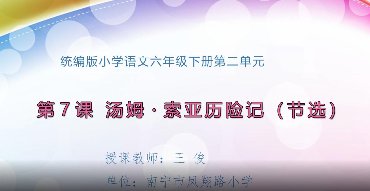 2月25日第2节-六年级语文下册《汤姆·索亚历险记》