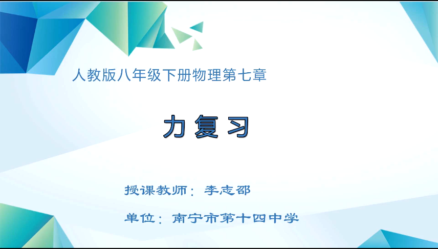 3月27日第三节 八年级物理下册第七章全章复习课《力》