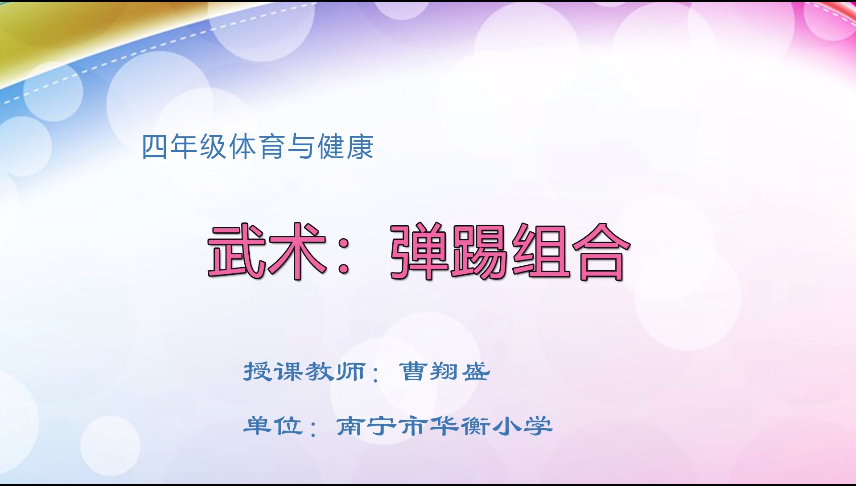 4月1日第二节 四年级体育武术：弹踢组合