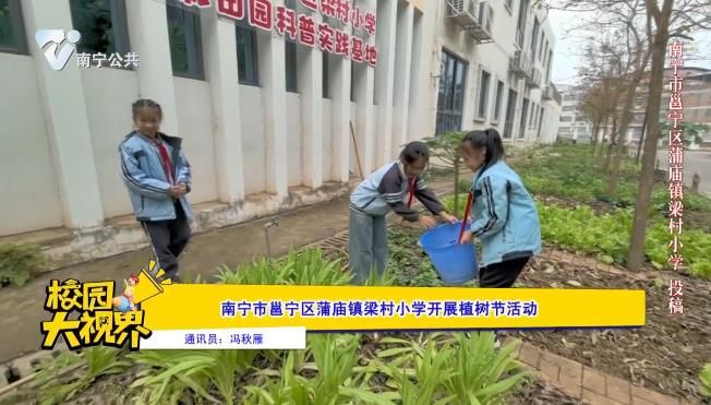 南宁市邕宁区蒲庙镇梁村小学开展植树节活动